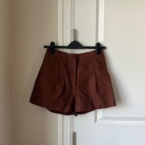 ARITZIA Wilfred Fable Linen 3” Short Size 4 Cognac